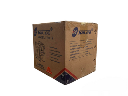 Tailee exhaust fan in packaging box with model and specifications for suction fan or blower fan