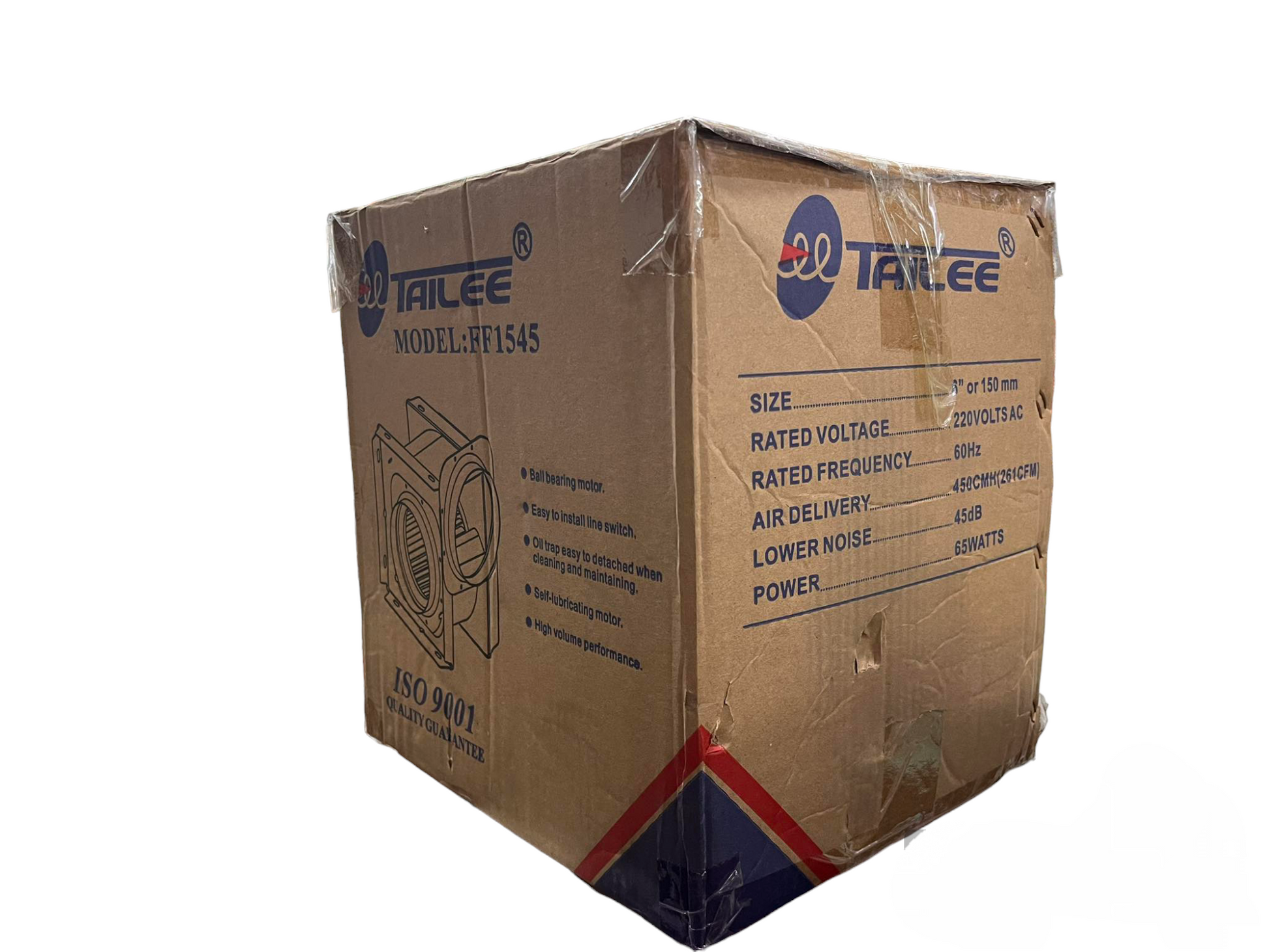 Tailee suction fan or blower fan exhaust fan in cardboard packaging box model PF1545