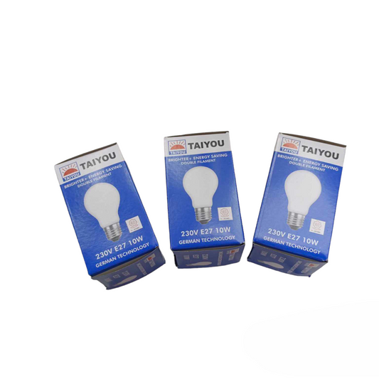 Taiyou 10W Bulb E27 220V incandescent bulbs in blue packaging with German technology