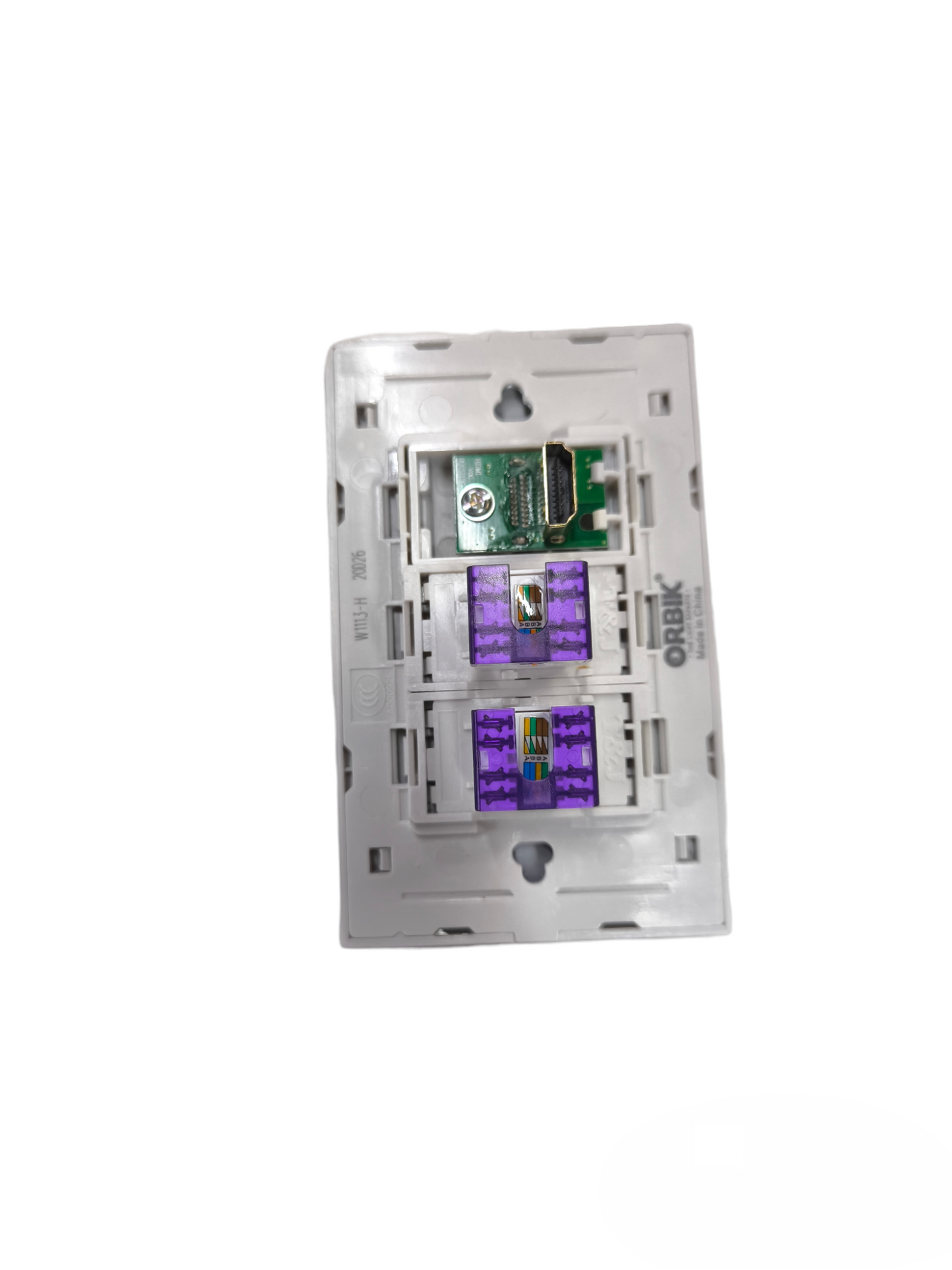 T&J 3 Gang 2 LAN CAT6 Outlet power point with network connections and plastic frame