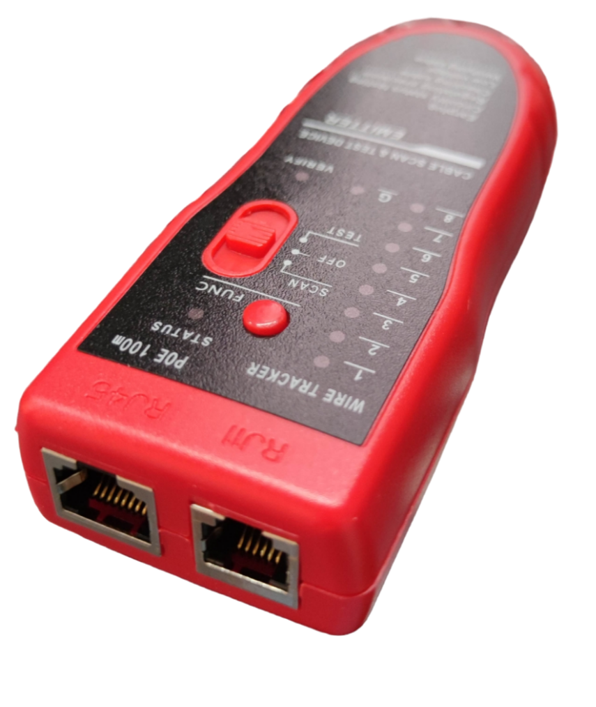 Red Telephone Line Tracer device for electrical trade tools and testers with RJ11 ports