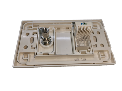 Royu Telephone Modular Jack and Cable TV Socket power point and switch panel in white