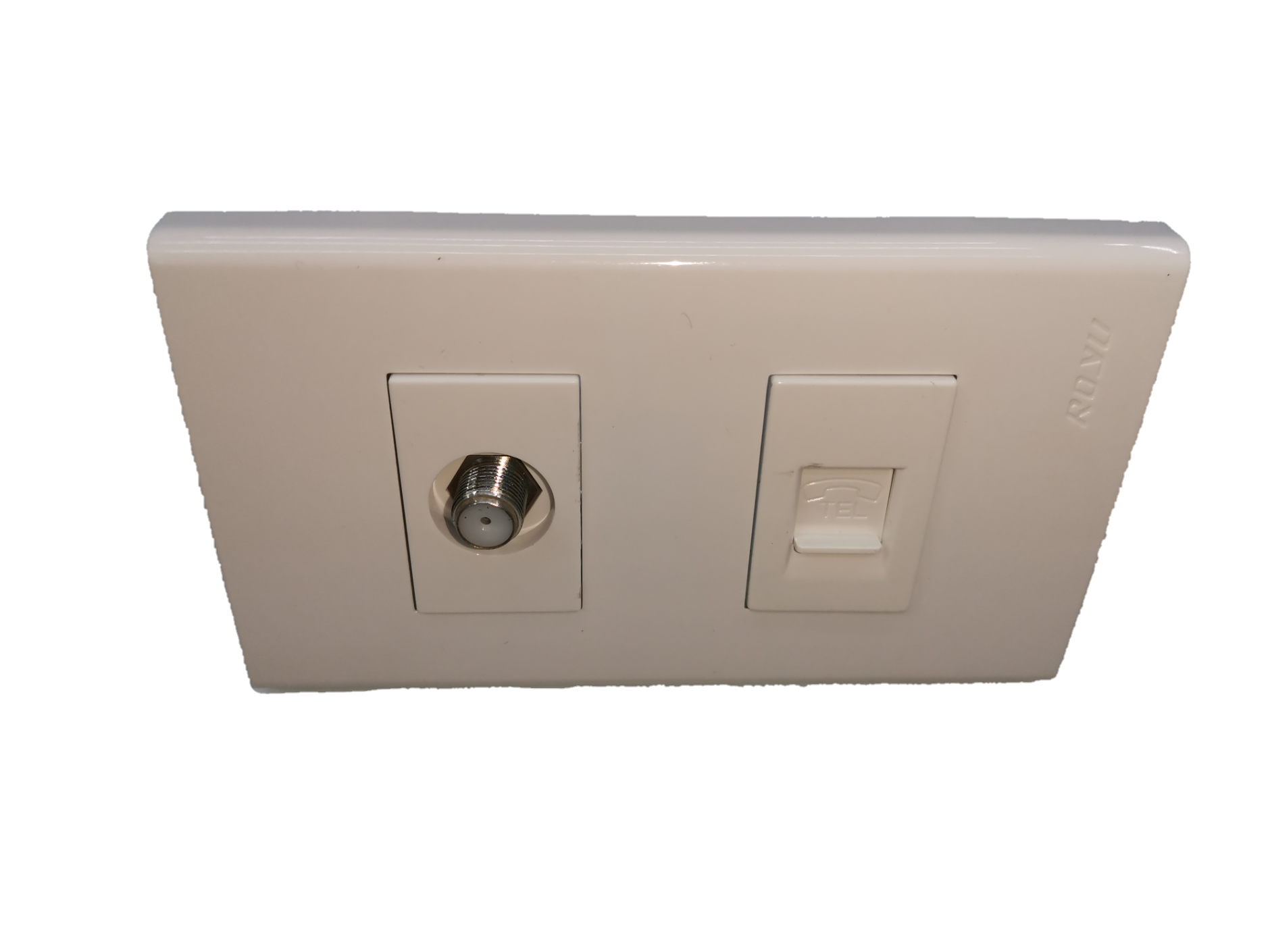 Royu Telephone Modular Jack and Cable TV Socket power point switch and plug with white faceplate