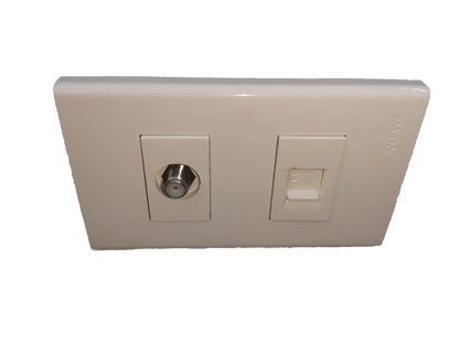 Royu Telephone Modular Jack and Cable TV Socket power point switch and plug with white faceplate
