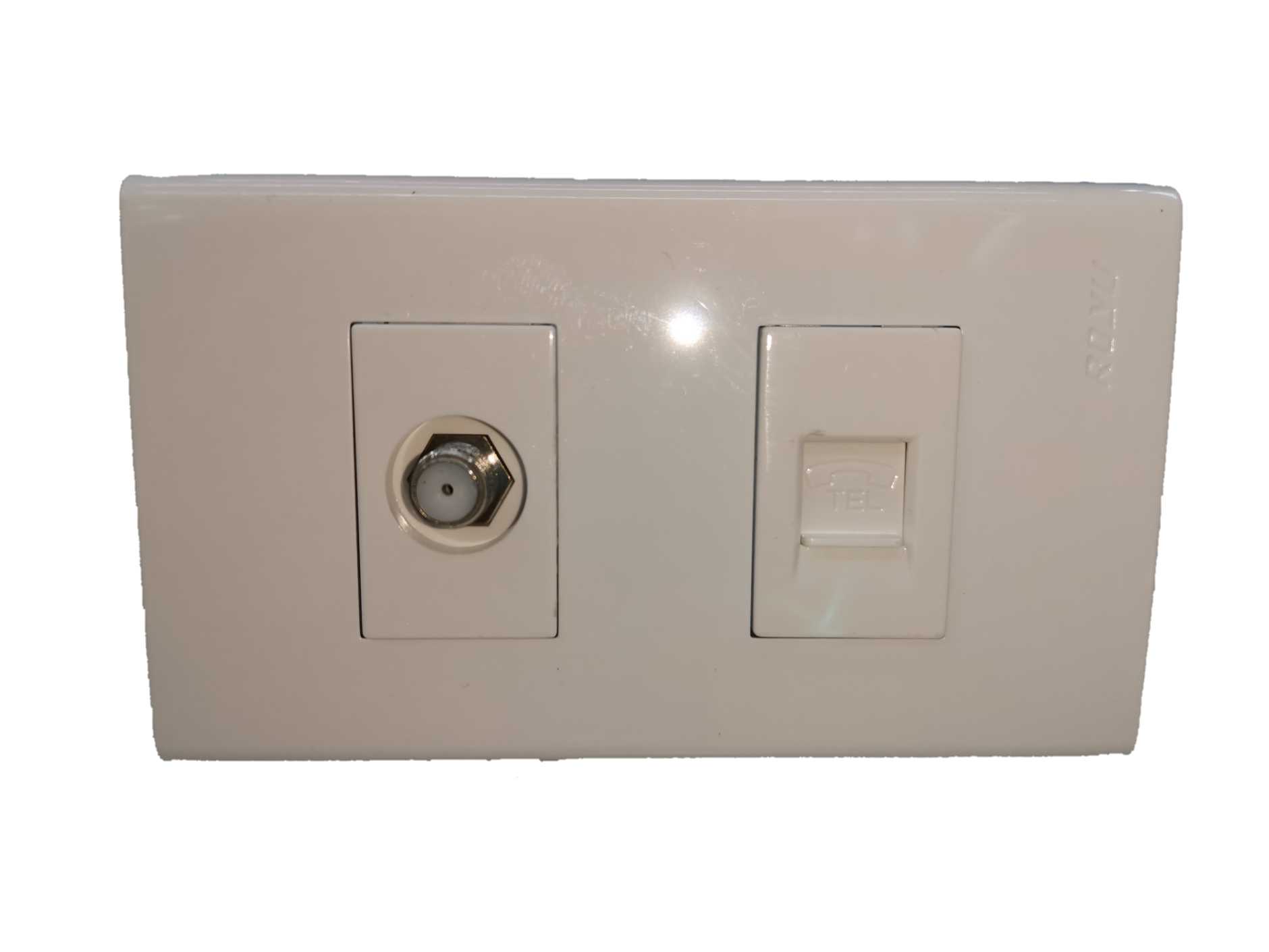 Royu Telephone Modular Jack and Cable TV Socket power point switch panel in white
