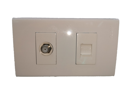 Royu Telephone Modular Jack and Cable TV Socket power point switch panel in white
