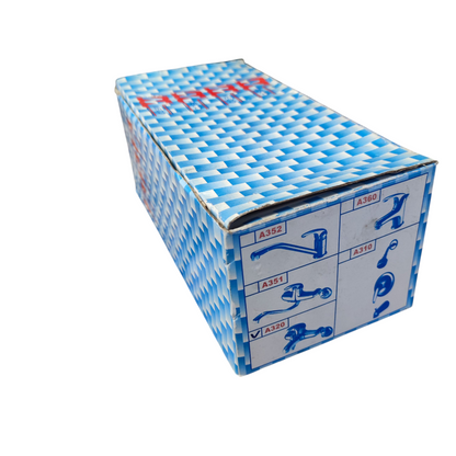 Meco Bath Mixer with Telephone Shower Head A-320N packaged in blue checkered box