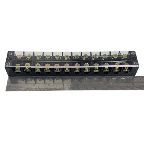 Grippes 60A terminal block 600V with 12 connections and transparent cover for safe wiring
