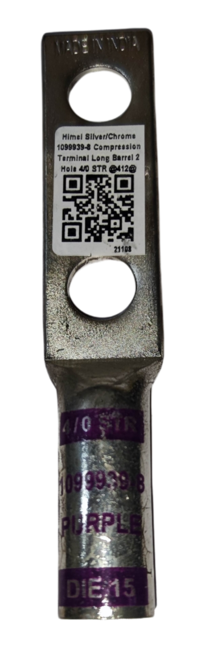 Utilux Terminal Lugs Compression Type Long Barrel with a durable silver finish and identification markings
