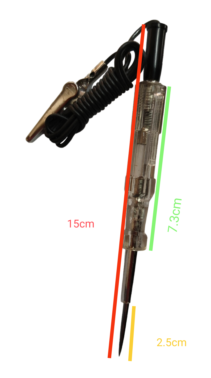 Rubicon Test Light Tester with Cord Clip featuring clear handle and metal clip for electrical testing