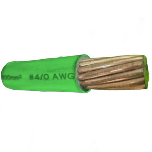Phelps Dodge THHN and wires in green insulation, featuring a #4/0 AWG stranded copper conductor