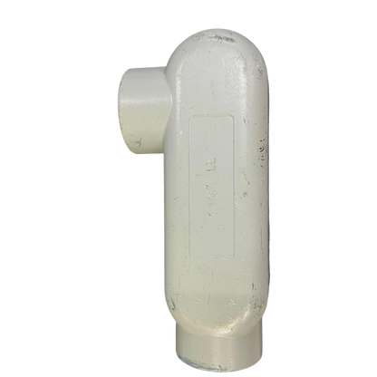 Threaded LL conduit body made of durable white material for electrical wiring installations