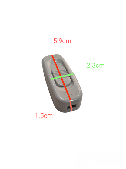 Omni Through Cord Switch 3A 250V white inline power switch with measurements