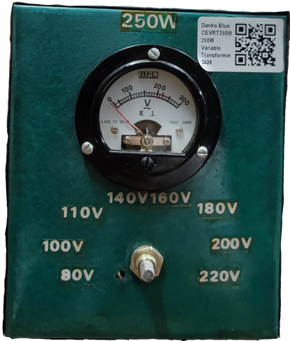 CE 250W Variable Transformer 145 - 220V with analog voltmeter and multiple voltage settings