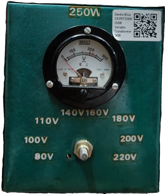 CE 250W Variable Transformer 145 - 220V with analog voltmeter and multiple voltage settings