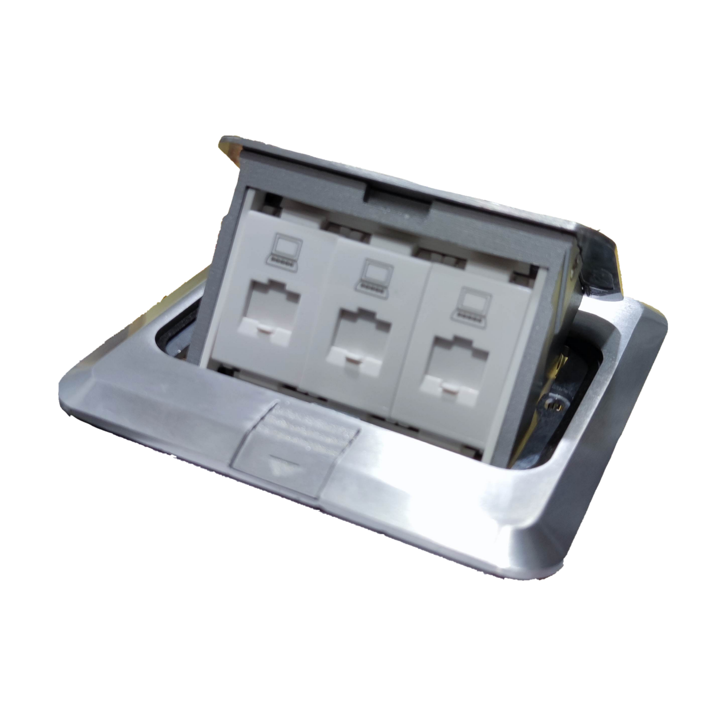 Tether Outlet Ethernet Pop Up Floor Outlet x3 with Metal Utility Box by T&J | Electx ...