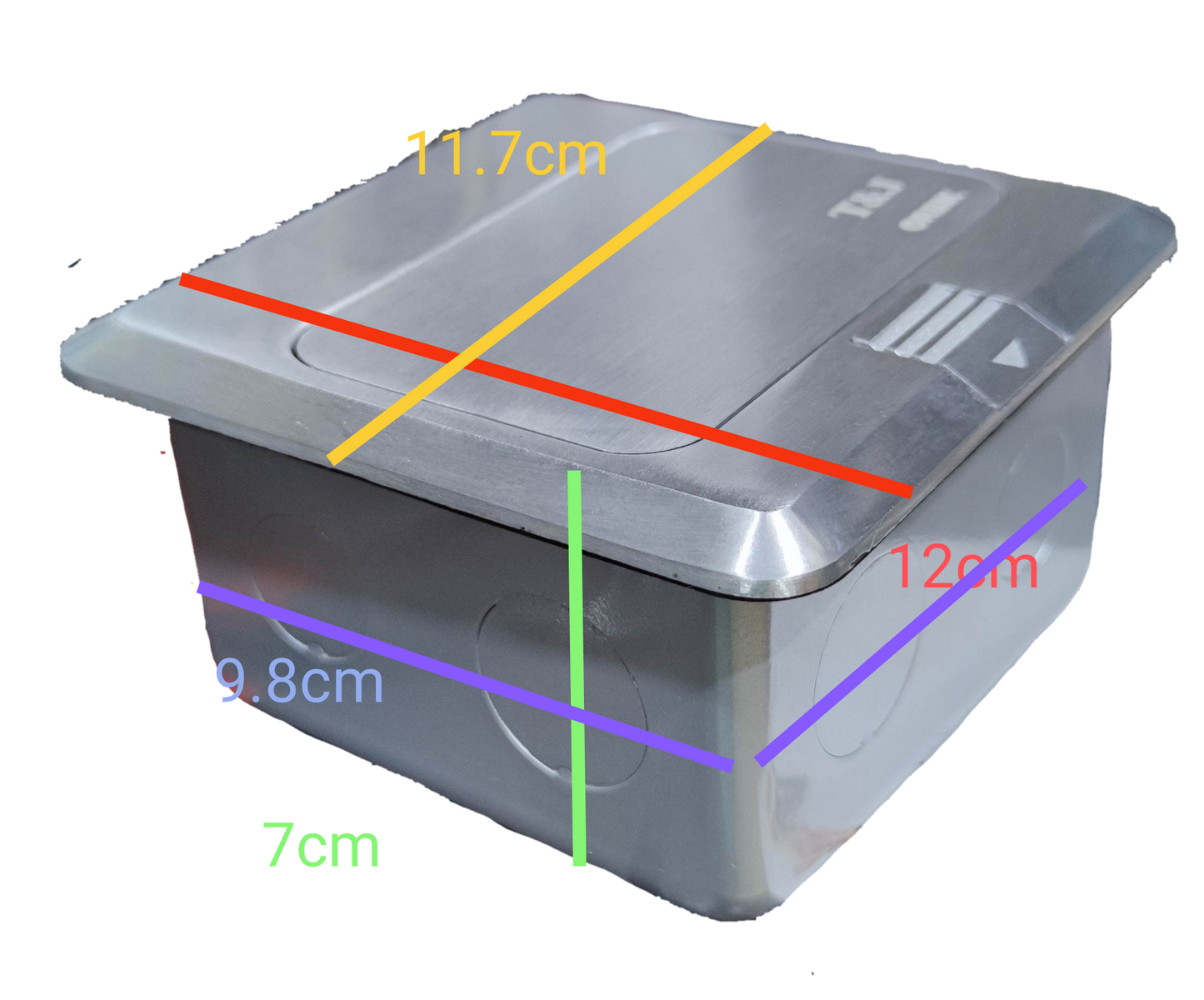 T&J 2 gang metal floor outlet with stainless steel finish and compact design for power points
