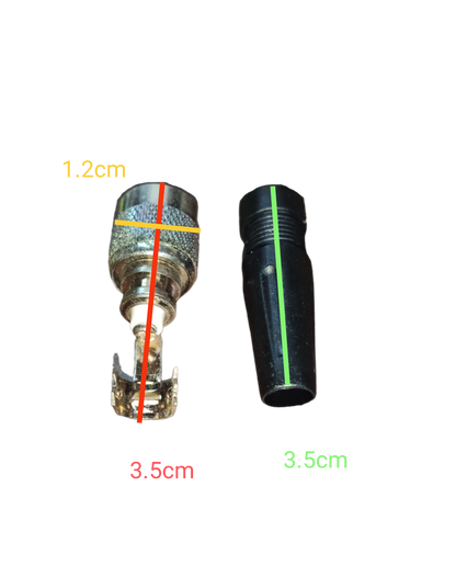 TNC Connector Male with Rubber Boot showing metal connector and black protective boot with measurements