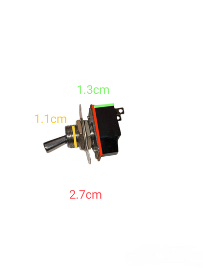 Toggle Switch On-Off 2A 220V compact electrical switch with metal lever and black housing