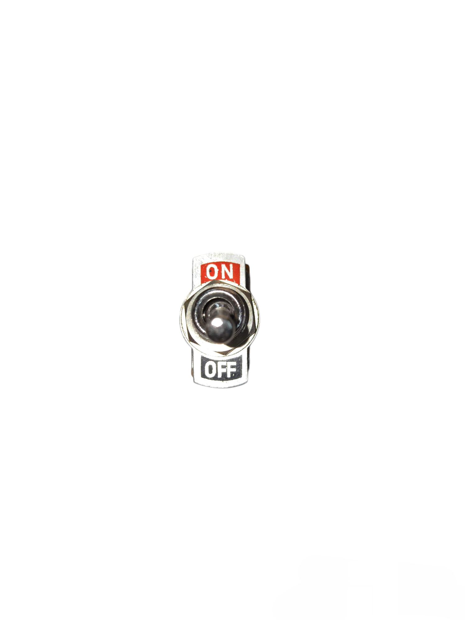 Toggle Switch On-Off 2A 220V with metal lever and red and black on off labels from China
