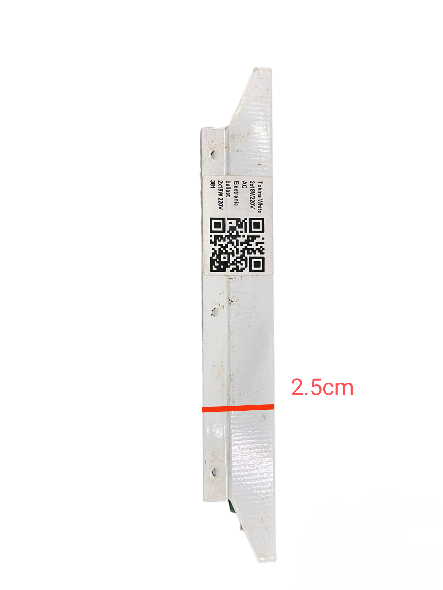 Tokina 20W Electronic Ballast for Fluorescent lighting installation accessory shown from side with measurements