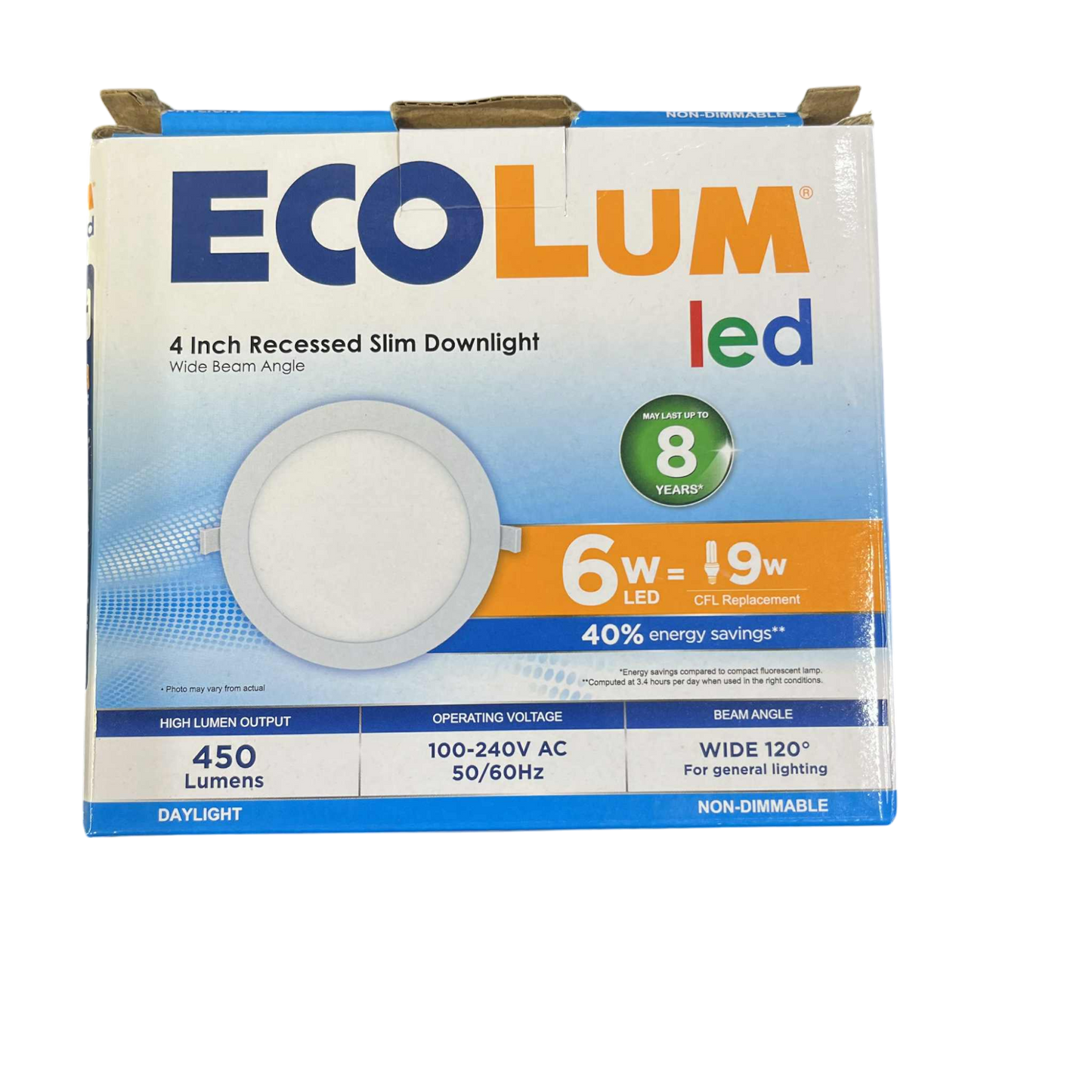 Ecolum 6W LED Round Recessed Slim Downlight 220V Daylight 120mm