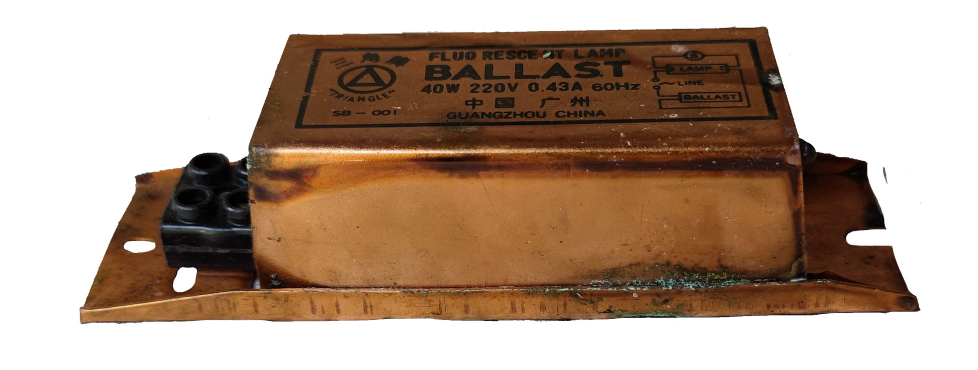 Triangle 40W Magnetic Ballast 0.43A electrical component with metal casing for lighting systems