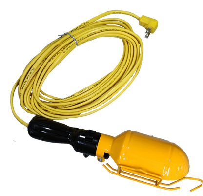 Kopez yellow trouble light with 10 meter cord and black handle for work and safety lighting