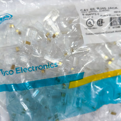 Pack of AMP RJ45 CAT 6E UTP modular connectors for high-speed network connections