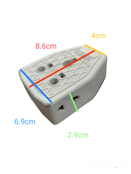 TYPE G Rubber Socket Big 10A 220V white electrical plug adapter with dimensions marked
