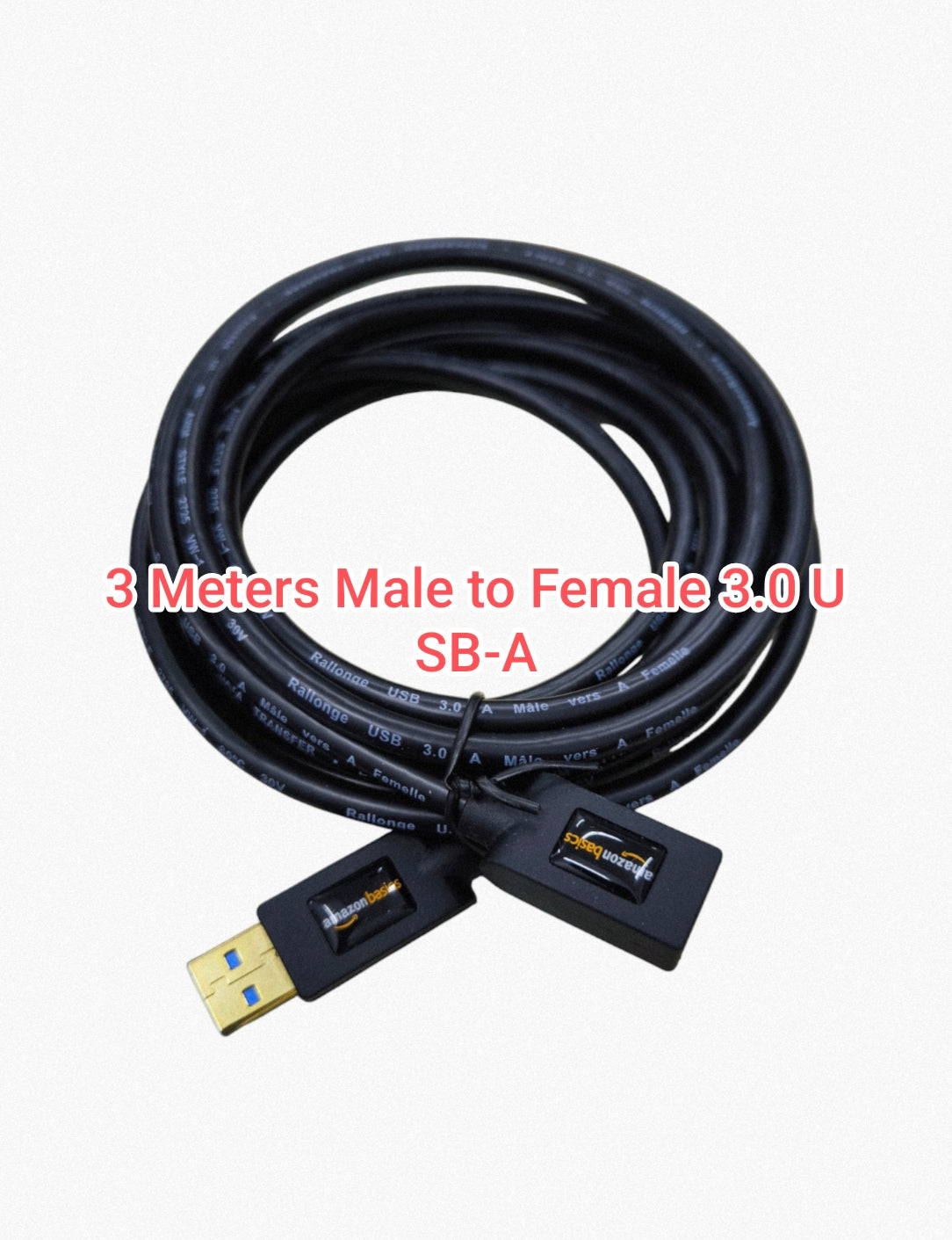 Type G to Type F adapter for Europe power cable with USB 3.0 male to female connectors black
