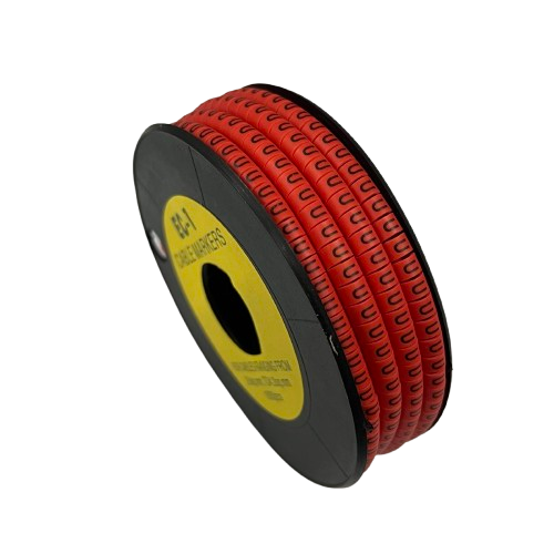 Grippes U Marker Red 2.6mm to 4.2mm 1000pcs cable management markers on a black spool