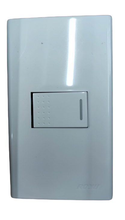 Royu white 1 gang 3 way light switch 10A 250V single rocker wall plate with small indicator