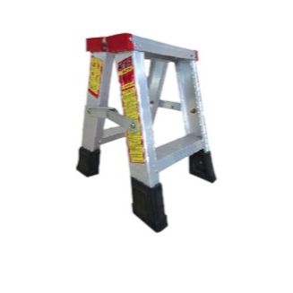 Tailee 2 Step Double Sided A Type Ladder aluminum folding stool with red top caps and non slip feet