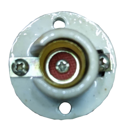 E14 porcelain socket receptacle white porcelain round base with brass contact two mounting screws for small bulbs