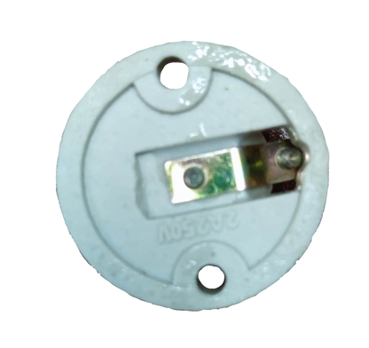 E14 porcelain socket receptacle white round ceramic lamp holder with metal contact and two screw mounts