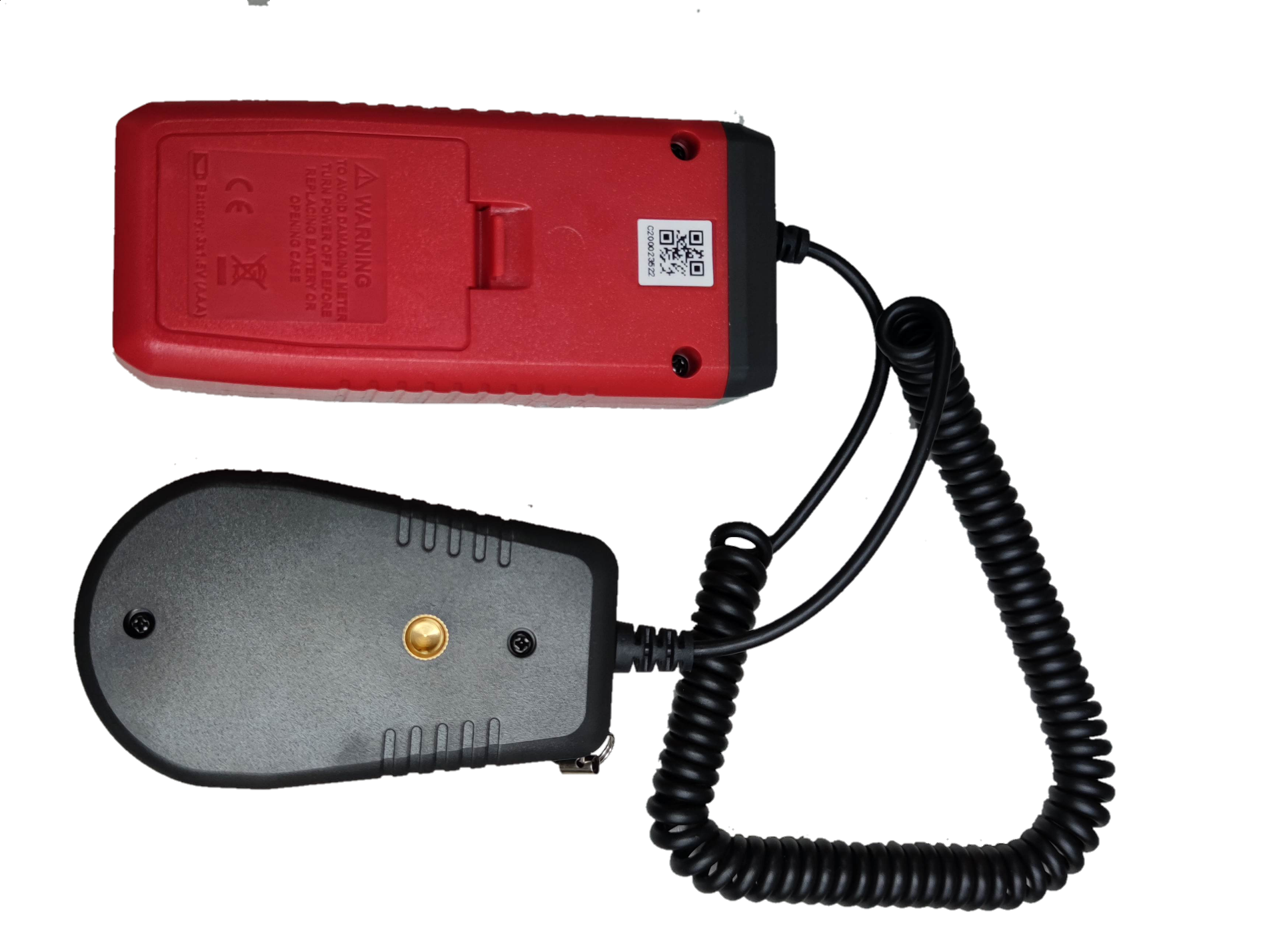 UNI-T Digital Light Meter UT383S with a red and black handheld sensor connected by a coiled cable