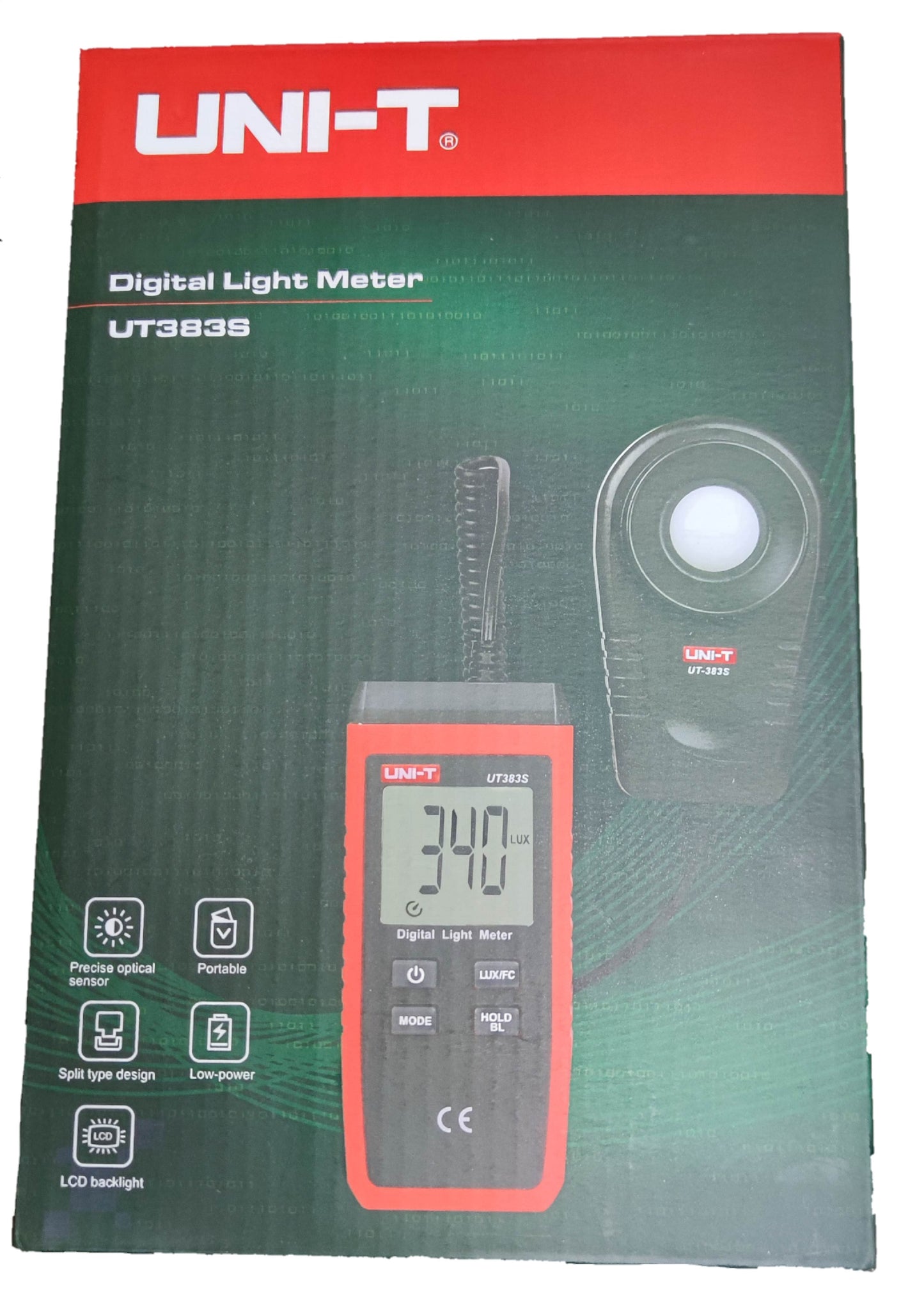 UNI-T Digital Light Meter UT383S with LCD display and white sensor for accurate light measurement
