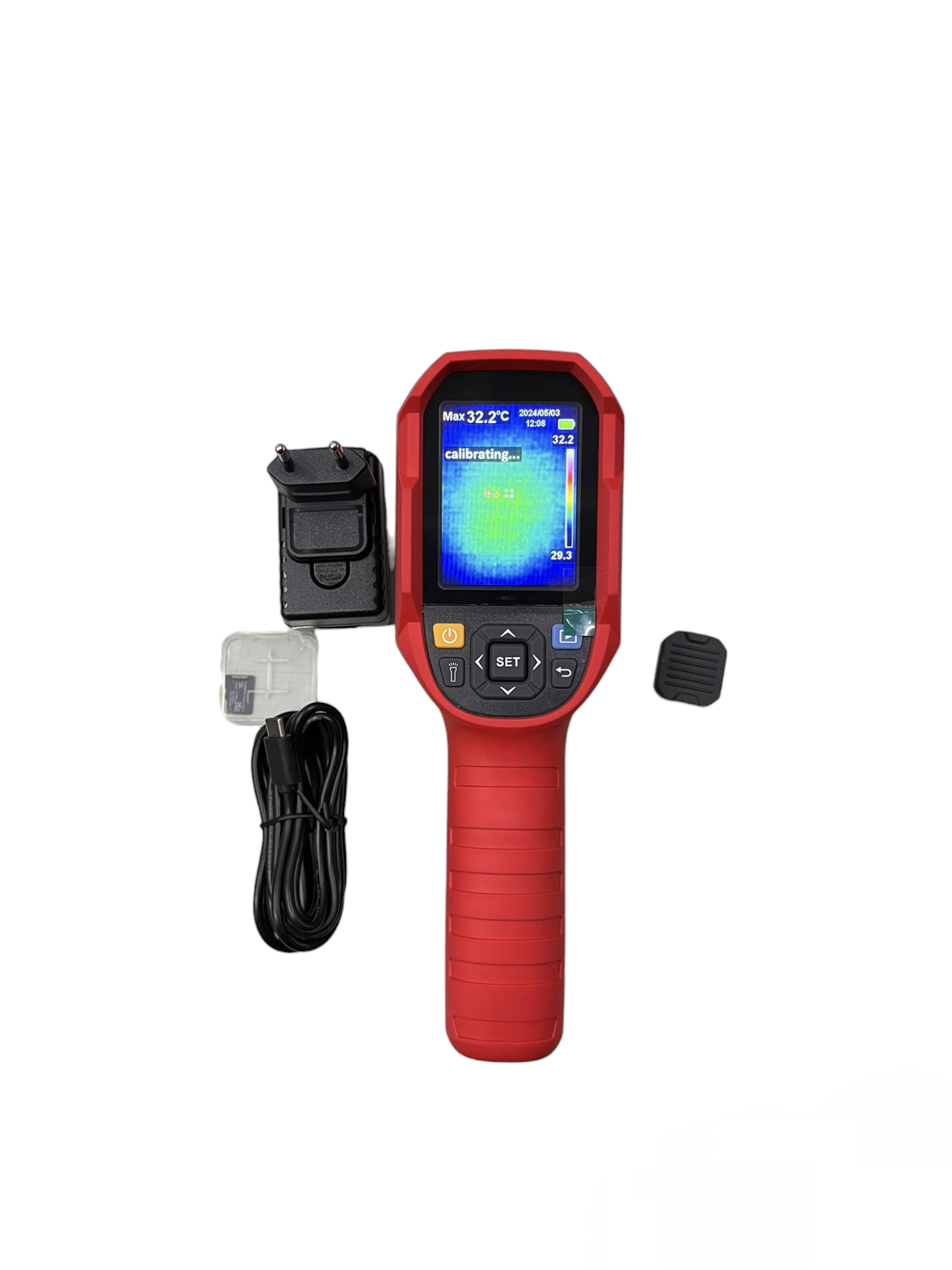 UNI-T Professional Thermal Imager UTi85A handheld scanner with display, charger, and accessories