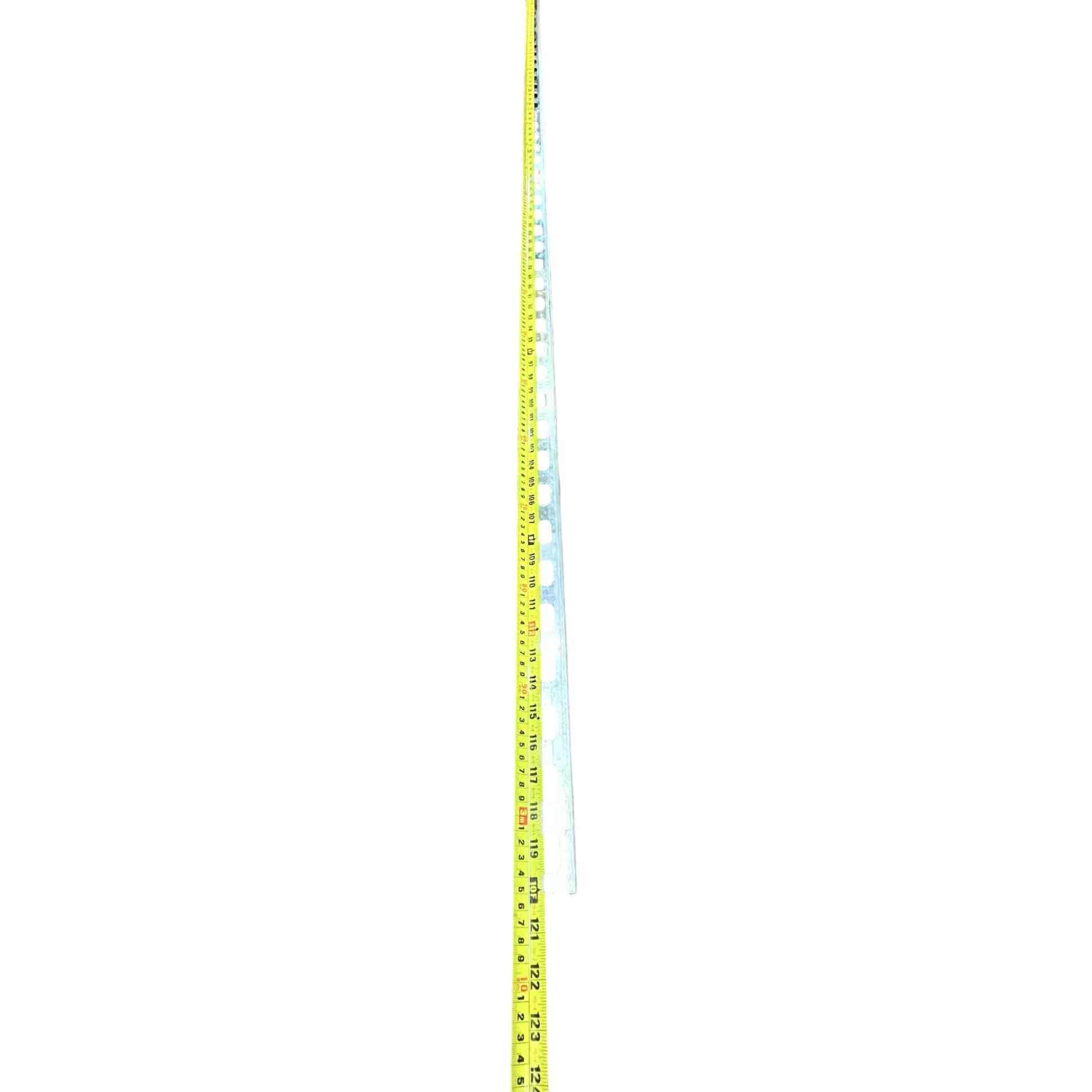 Unistrut Channel Half Sloted 41mm metal slotted cable management channel with measuring tape showing length