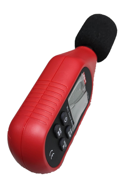 UNI-T red Decibel Meter Reading UT353 with digital display and foam windscreen microphone