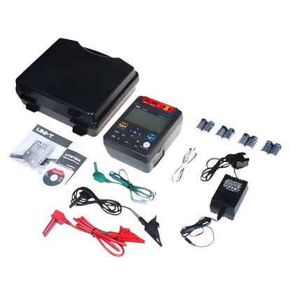 UNI-T UT513A insulation tester 500V to 5000V kit with accessories and carrying case for electrical testing
