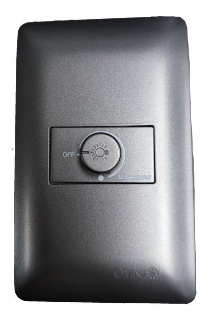 Omni silver single gang rotary dimmer with bulb icon 1 Gang 500W Dimmer Switch 220V lighting control