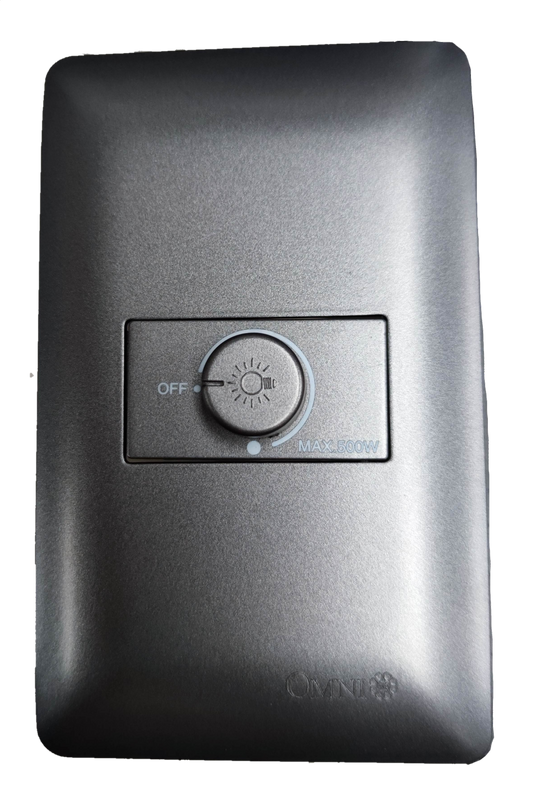 Omni silver single gang rotary dimmer with bulb icon 1 Gang 500W Dimmer Switch 220V lighting control