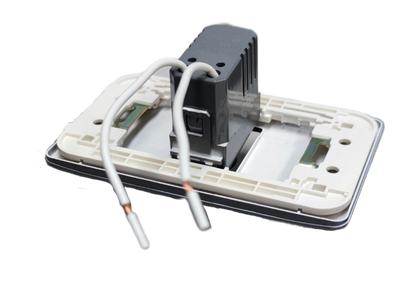 Omni 1 Gang 500W Dimmer Switch 220V rear view with exposed white wiring and mounting faceplate