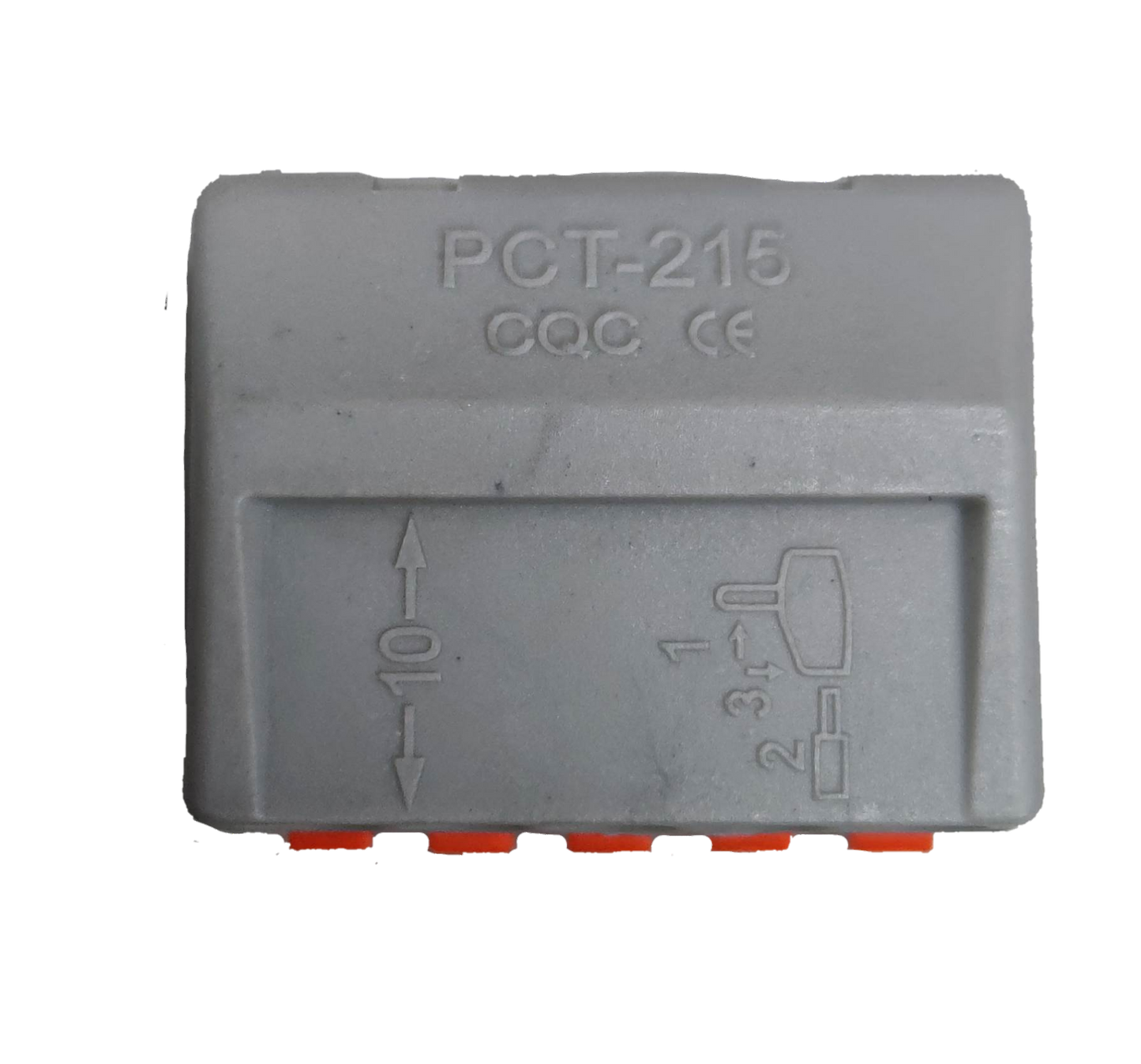 32A 250V electrical connector gray plastic with orange terminals and voltage markings
