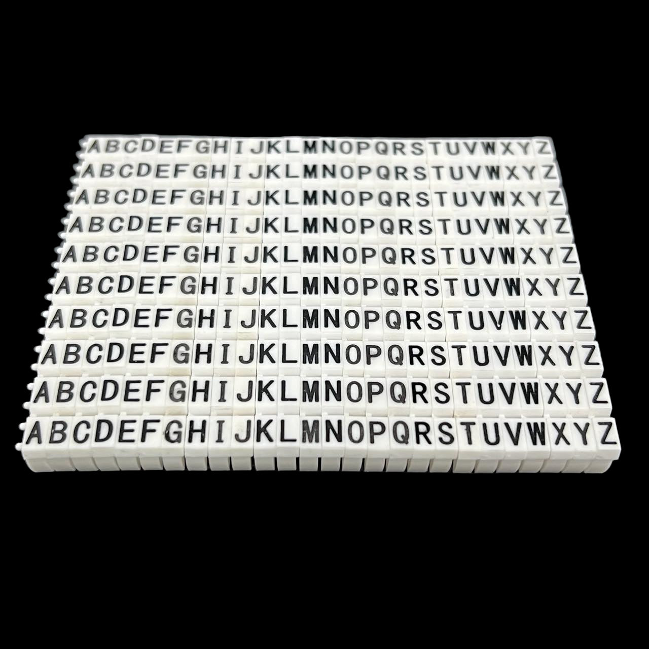 Grippes alphabet cable markers 260pcs white plastic letter labels A to Z on strips for cable and wire organization