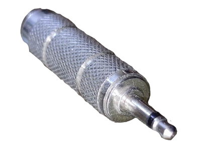 PL-55 Female to 3.5mm Male metal audio adapter with knurled grip for headphones and line-in connections