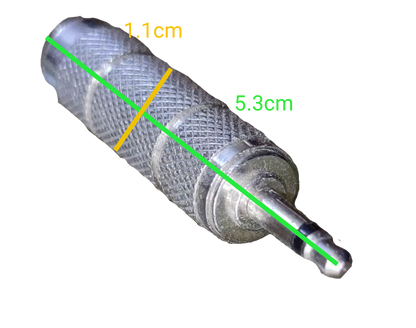 PL-55 Female to 3.5mm Male metal audio adapter with knurled grip chrome finish 5.3 cm length