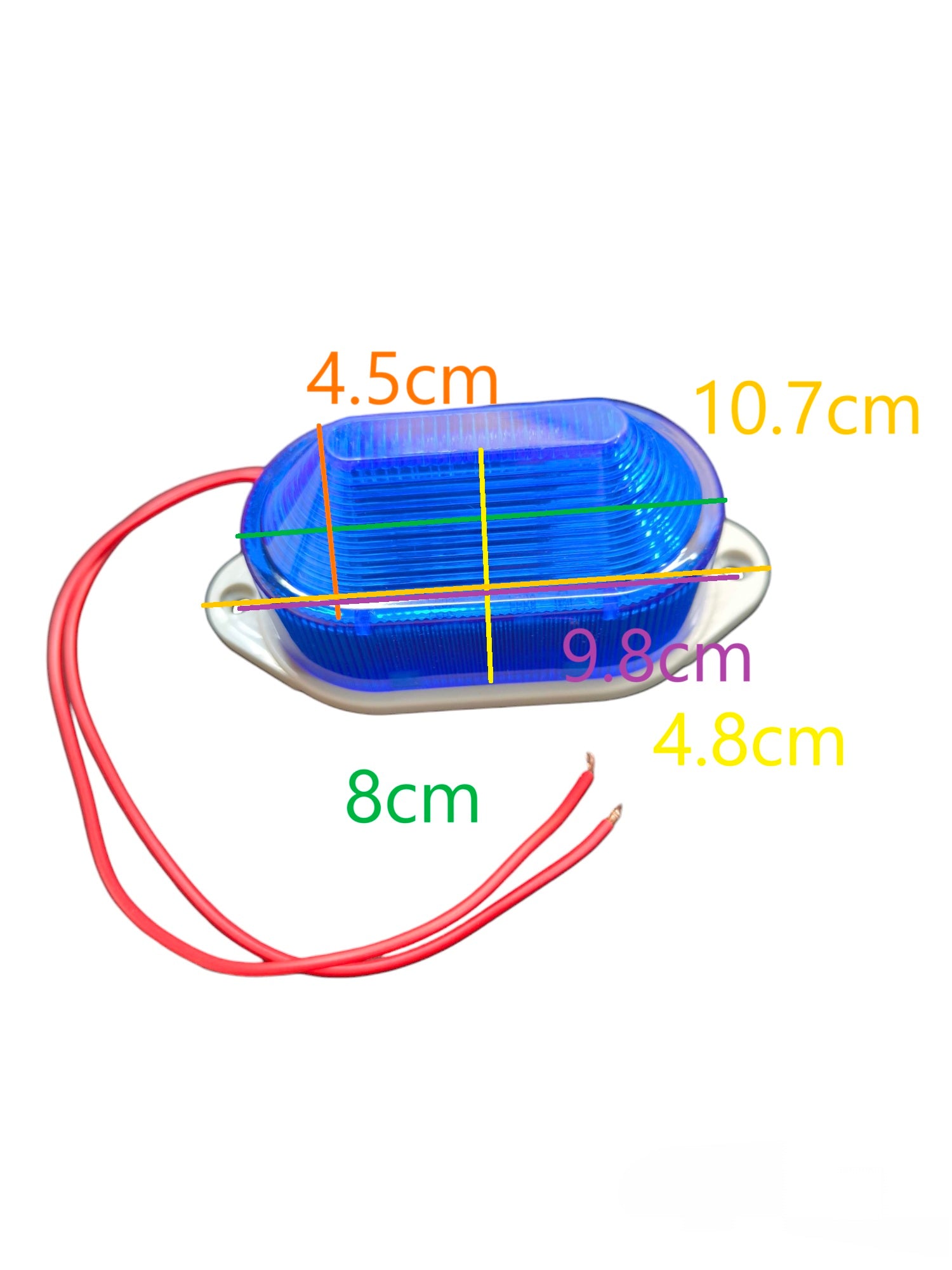 Denko blue oval beacon with red wires for vehicle use Blue LED Warning Light 12V DC compact work safety light